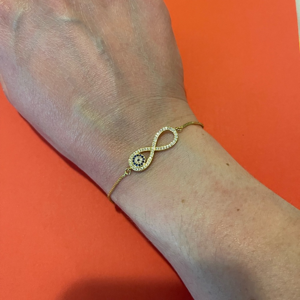 Gold Infinity Bracelet with Crystal Accents